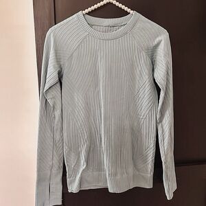 Lululemon Rest Less Ribbed Pullover  Long Sleeve Cream / White / Gr  NWOT